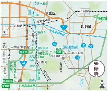 岩屋寺への地図